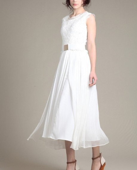White Evening Dress/Dress With Belt/Party Dress/Romantic Dress/Wedding Party Dress/Formal Dress/Cheap Dress/Elegant Dress/Long Sleeves Dress