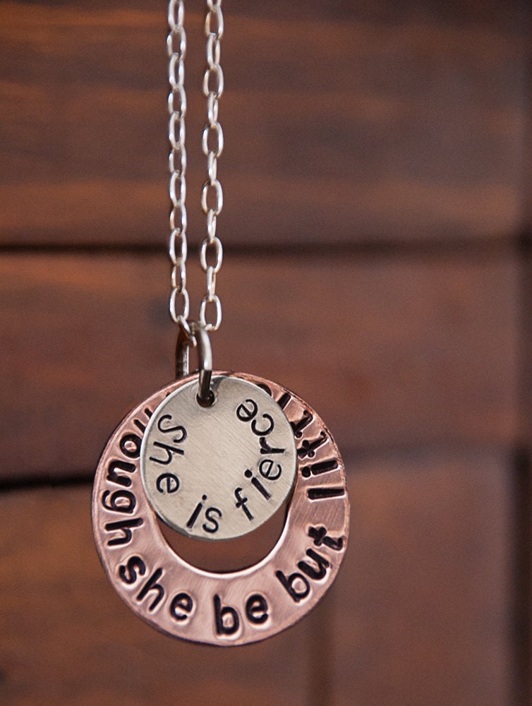Necklace with Hand Stamped Pendant -  Copper, Brass or Silver Nickel - 1 inch washer, 1/2 inch disc (adoption fundraiser)
