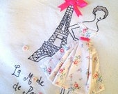 Paris 1950's French Fashion Retro Chic Eiffel Tower Tote Bag Pink
