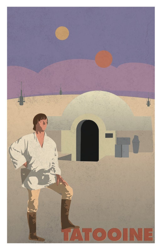 Luke Skywalker Tatooine Star Wars Poster 11 x 17 Print, Graphic Wall Art