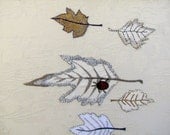 JAPANESE INSPIRATION,  wall fiber art, wall hanging,  hand embroidery, OOAK