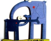 Fun, hand painted magnet, YOU AND ME Elephants...personalized with your names