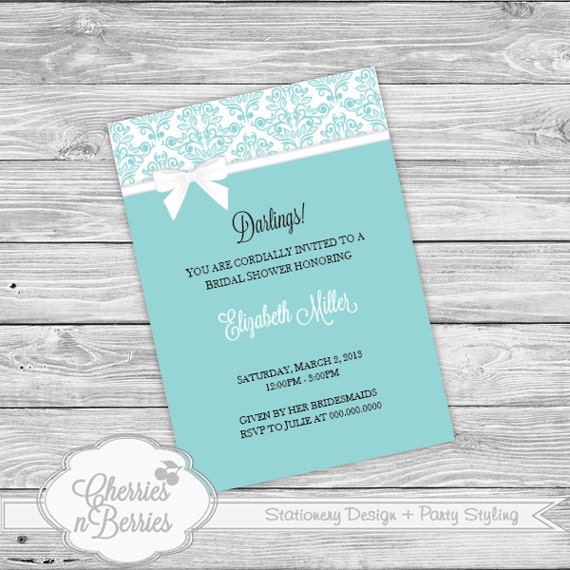 Tiffany's Inspired Bridal Shower - Printable Invitation Il_570xn