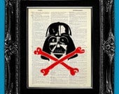 GEEKERY Vintage BOOK PRINT, Retro Star Wars Poster, Darth Vader Poster, Upcycled Book Print - Goth Darth Vader Skull