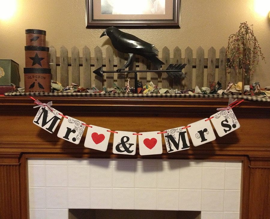 Mr. and Mrs. Wedding Banners Reception Sign Wedding Decoration Table Decoration Bride and Groom Chair Sign Custom Colors Photo Prop