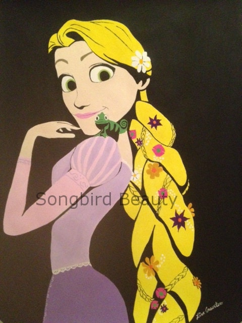 Rapunzel, Tangled, Mandy Moore, Disney, 9x12 Portrait, Acrylic Painting, Frame