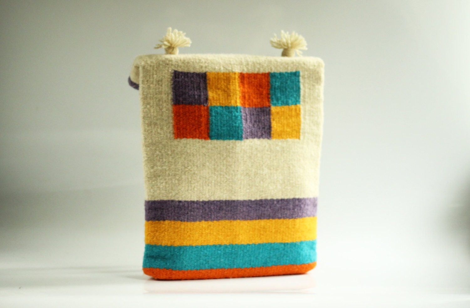 Bright Colors Summer Hand-woven Purse - Wool Purse - Handmade purse - TheColorfulLoom