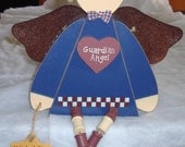 Guardian Angel  "Watching Over You"  Wood Plaque -   Red White Blue - Home Decor - American Patriotism