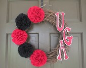 UGA Wreath (University of Georgia/DAWGS) - Collegiate Wall Decor