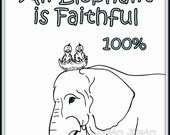Childrens Wall Art, Nursery Decor, Kids Bedroom, Home Decor, Elephants are faithful, Birds, Ink Drawing, Blue, Black, 8 x 10 Print.