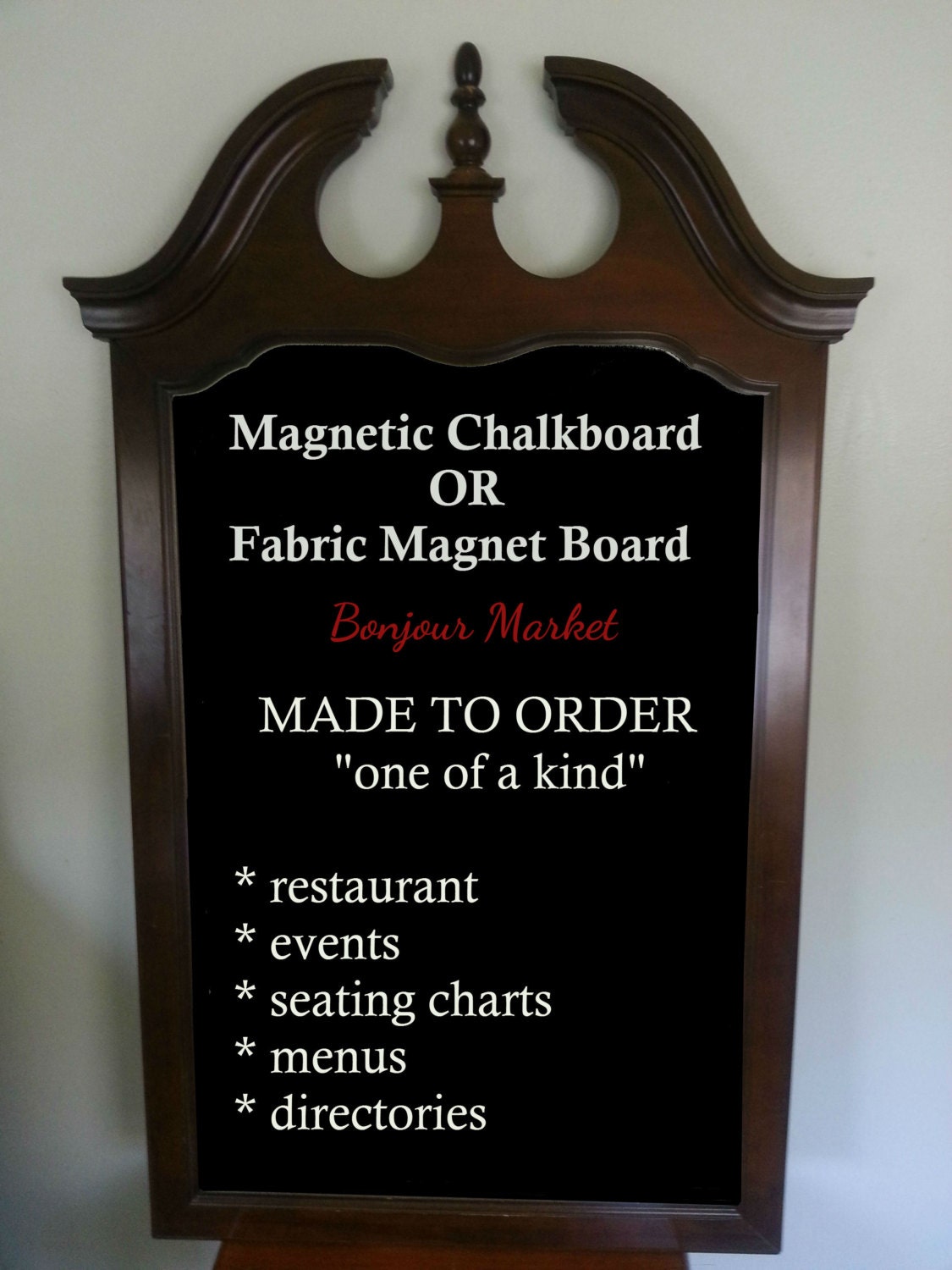 Wall Hanging Wood Sign Board - Extra Large Framed 48x28 Magnetic Chalk Black board OR Fabric covered Magnetic Message Board