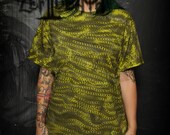 ZEF2DEATH Acid lime green painted chain dress glow blacklight glows in the dark Medium 90's
