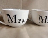 Personalized Mr. and Mrs. Lips and Moustache Mugs: FREE SHIPPING