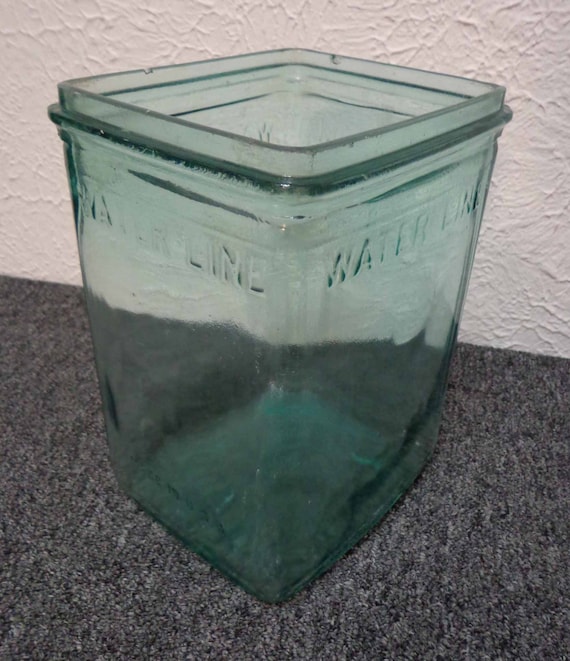 Antique Late 1800s-1930s Wet-Cell Battery Aqua Glass Jar Made in USA ...