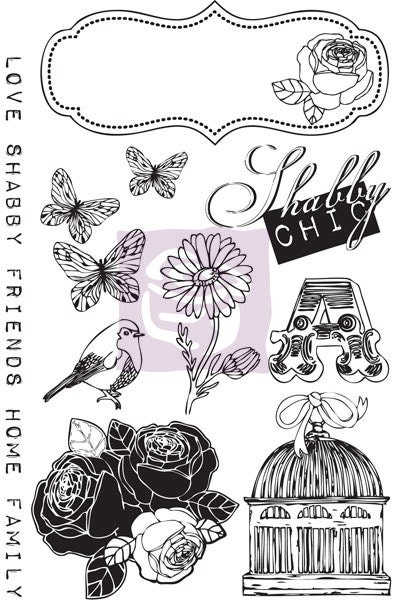 Prima "Lady Bird" Cling Stamp Set - Rubber & Cling Mounted Stamps - 15 pcs