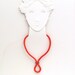 coral loop - matinee necklace - coral red thread