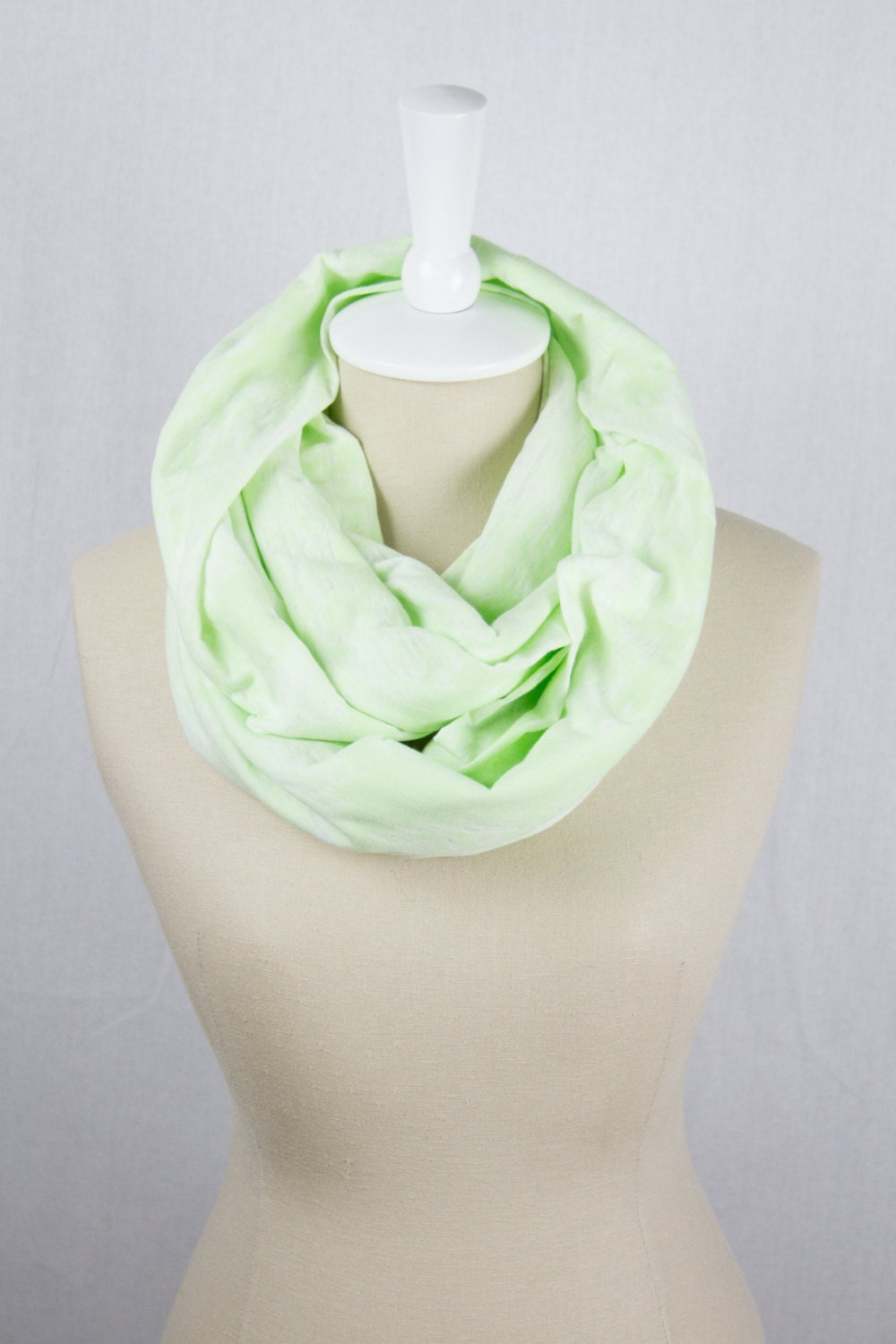 Lime Burnout Infinity Scarf - Super Soft Burnout Jersey Fabric - Lightweight Green and White - Spring and Summer Scarf