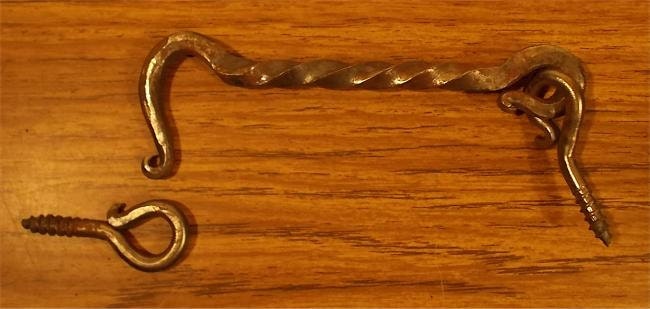 Hand Twisted Blacksmith made Wrought iron Gate Latch or Cupboard door Latch