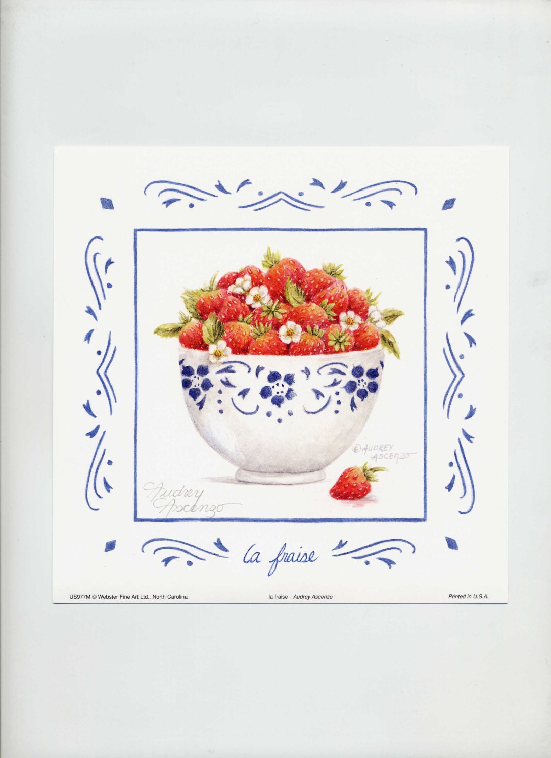 La  Fraise - Strawberry Fruit Cup 7 x 7 Open Edition Signed Art Print