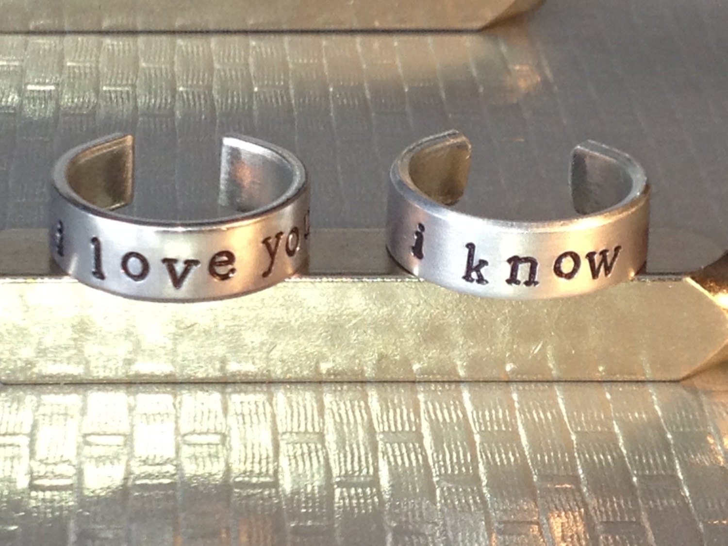 Star Wars Inspired - I Love You I Know -  Adjustable Aluminum Cuff Rings - Best Friends Rings