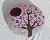 L size handmade cat bed / cave / house / basket / Felted merino wool