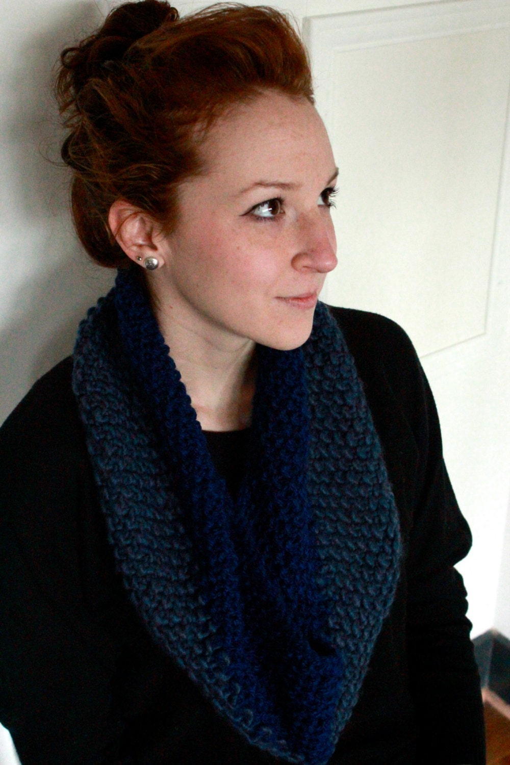 Colorblock Royal Blue and Blue Gray Infinity Scarf
