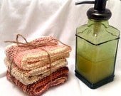 Indian Summer Dishcloth, Set of 3 Knit Washcloth, Spa Face Cloth, Eco Friendly Cotton - SheKnitsJoy