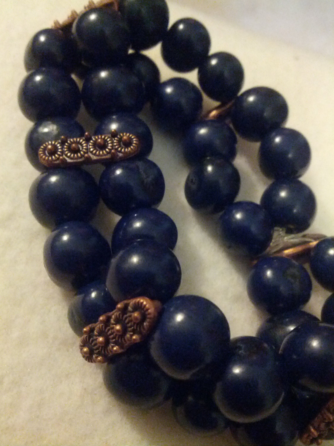 Navy colored Tagua Seed Bracelet