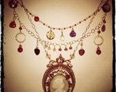 The Romantic: Vintage Cameo with Gemstones on 18 Karat Gold Filled Chain