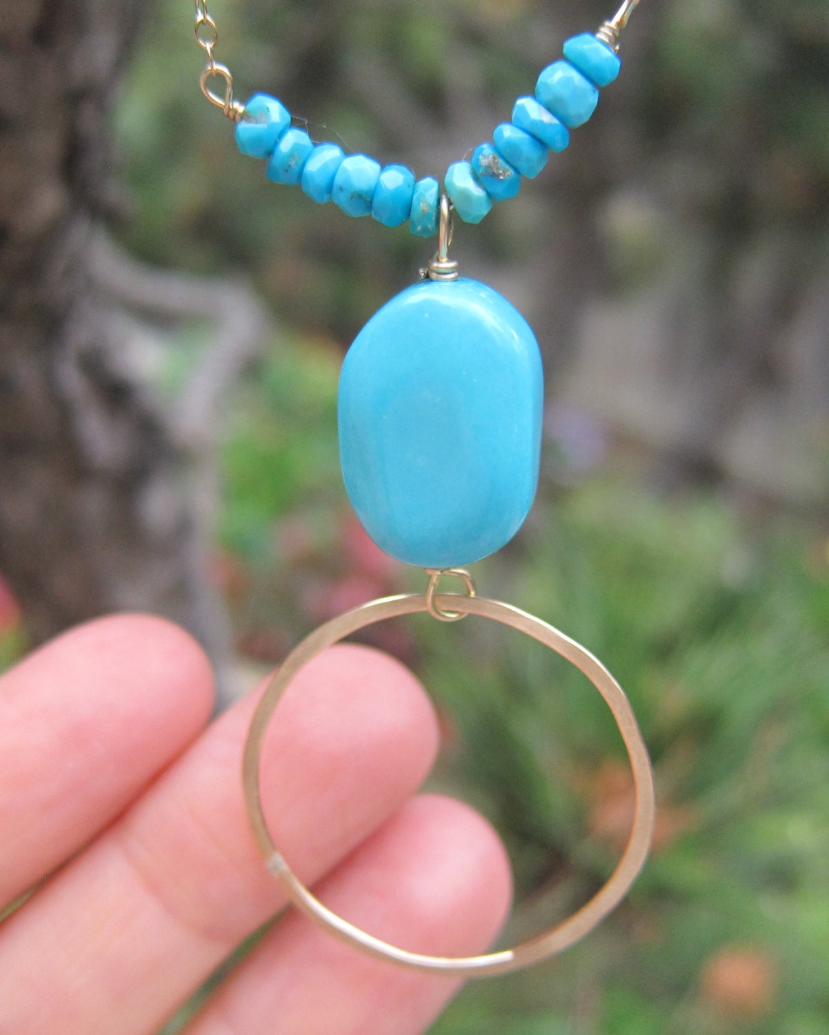 Turquoise Gold Filled Circle