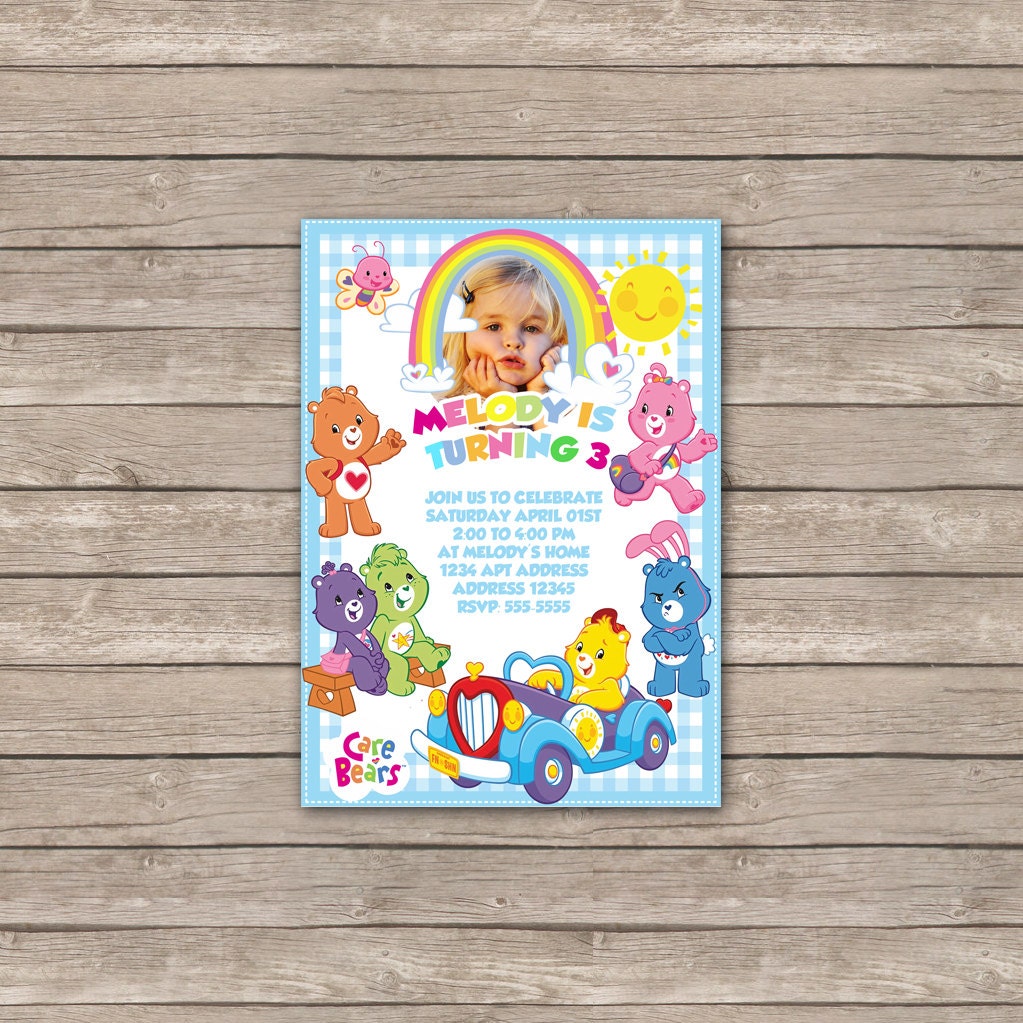 Care Bears Birthday Invitations / Birthday Party card - Digital Printable File - Rainbow Party