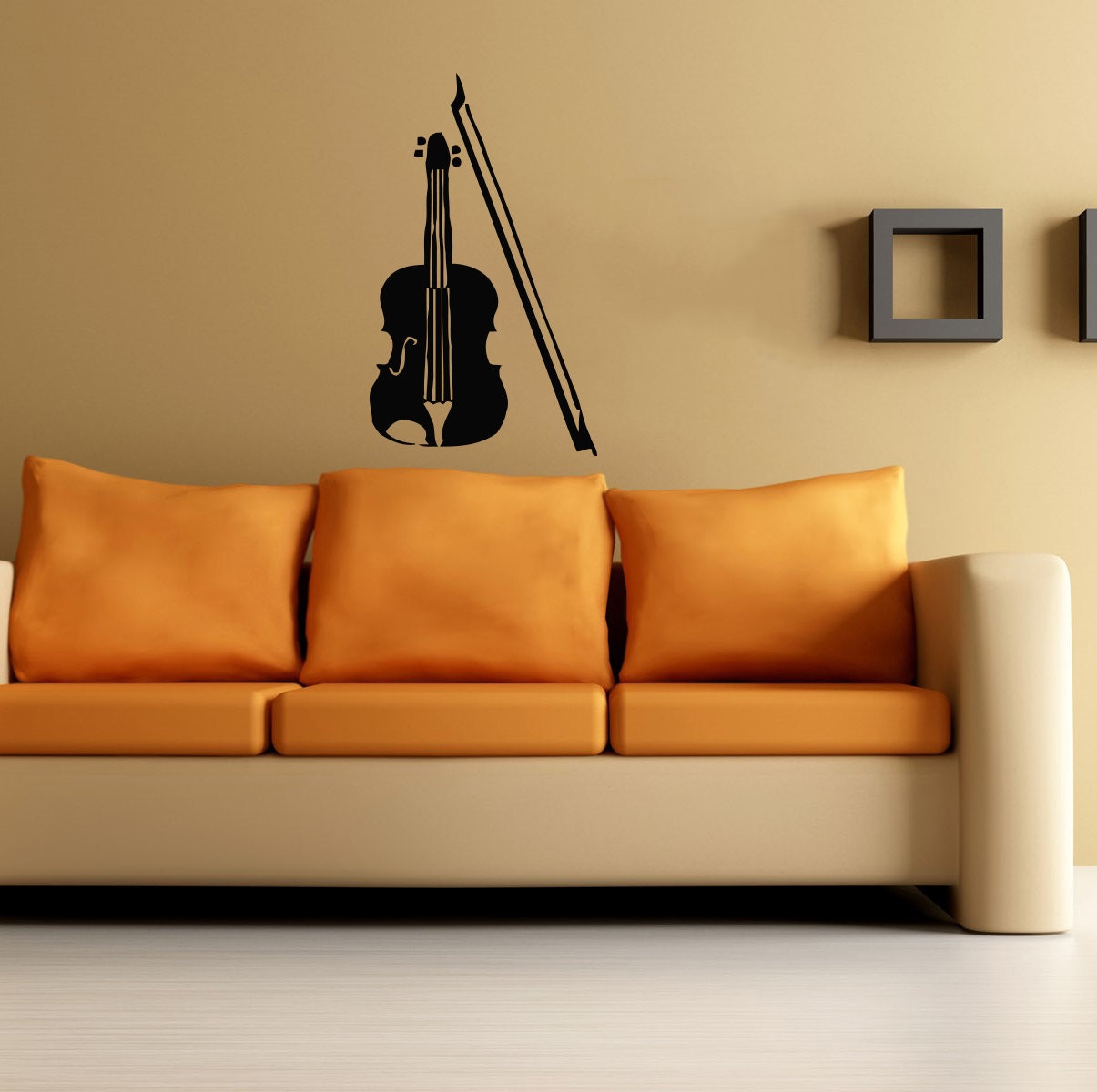 Violin And Bow Musical Instrument Music Wall Vinyl Decal Art Design Murals Interior Music Room Decor Oracle Sticker 22''X35'' SV858