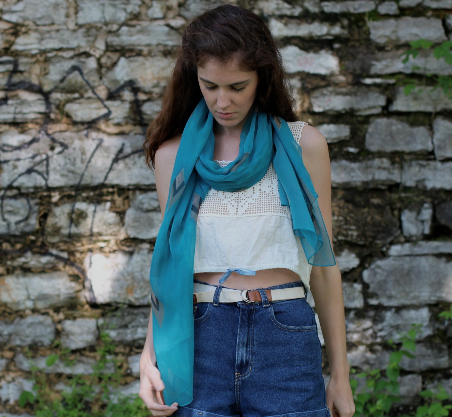 Luca Long Scarf in Teal