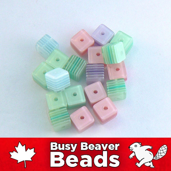 18 Square Laminated Acrylic Plastic Beads 8mm