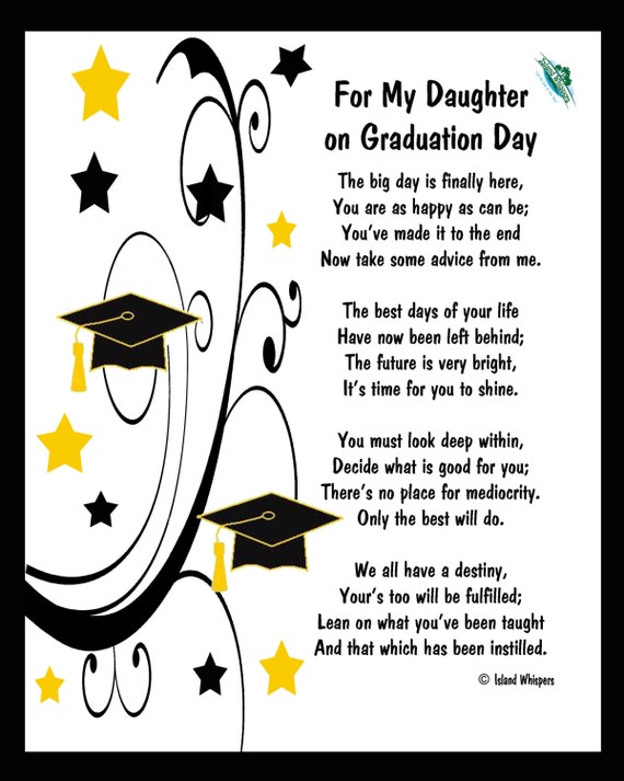 Items similar to For My Daughter on Graduation Day Poem (Digital Print
