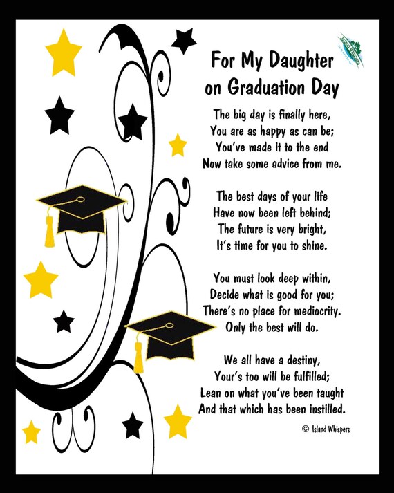 Items similar to For My Daughter on Graduation Day Poem (Digital Print 