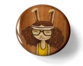Smooth Operator, nerdy bunny pinback button of original illustration by Anna Tillett Designs