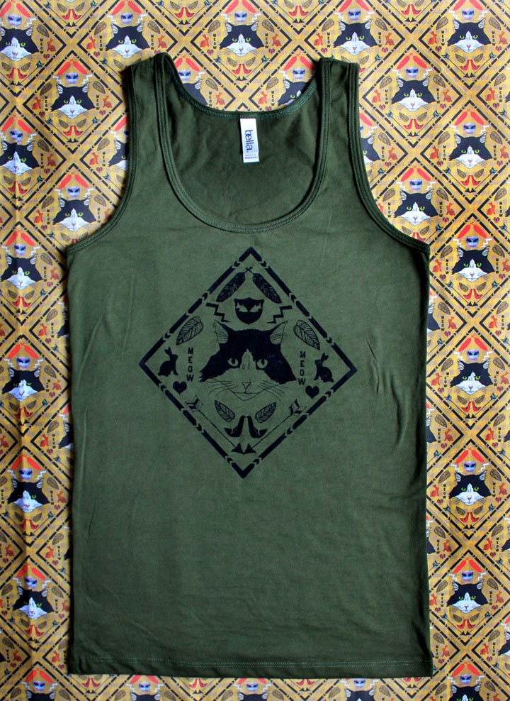 Screen Printed Tank Top- Cat Scout