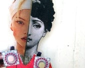 ooak Unconventional fashion doll Paper Puppet doll mixed media altered collage paper doll
