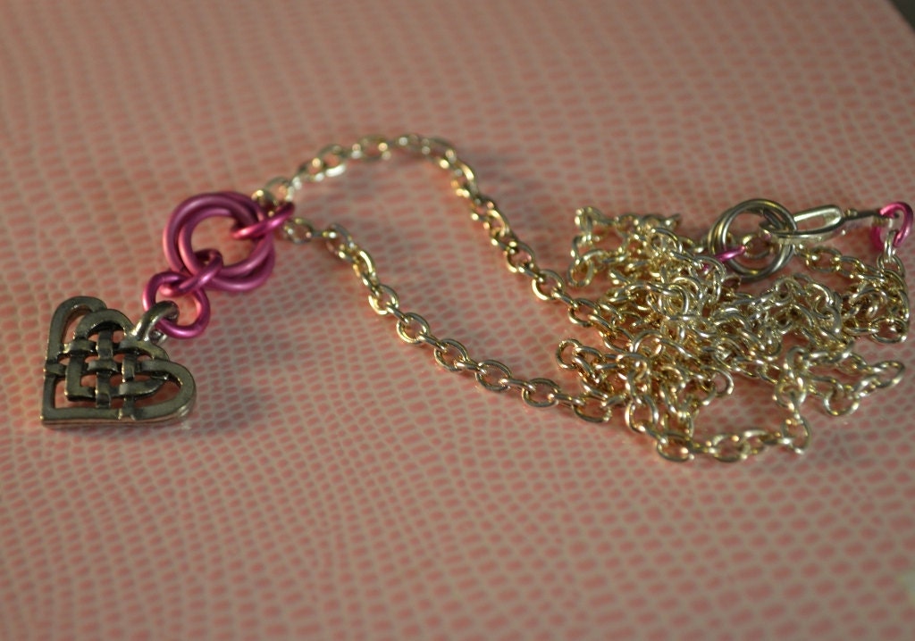 Celtic Heart Chain Maille Necklace to Benefit Susan G. Komen