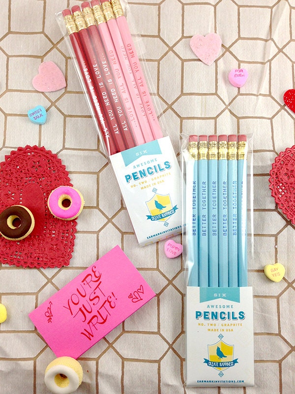 Love is All You Need... Pencil 6 Pack - Romantic and Fun Valentine Gift