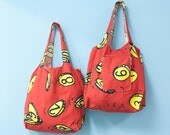 Red with Yellow Coins - Reusable Grocery Bags Set of 2 - Tote2Go Double Shoppers