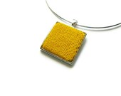 Square Necklace Yellow on Silvered Base
