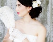 Vintage Golden Trifari Brooch and Hair Flower Fascinator with French Netting OOAK