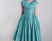 Vintage 50s Dress . Robin's Egg . Mid Century Gown . High Fashion . 1950s Gown