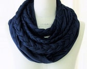 braided loop jersey in dark blue marine 100% cotton