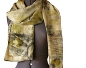 Silk scarf hand dyed eco printed plant dyed