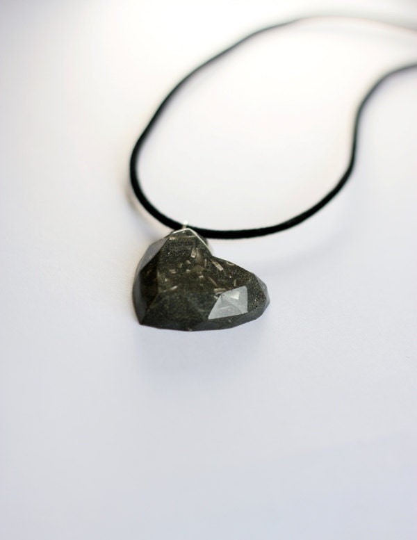 Black heart necklace, statement necklace