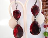 Hollywood Glamour Red Romance - Long Dangle Teardrop Earrings