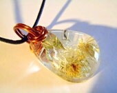 Yellow White Flowers Resin Nature Pendant Boho Necklace Bohemian Jewelry Amber Wire Small Garden Earth Forest Woodland Enchanted Wildflower